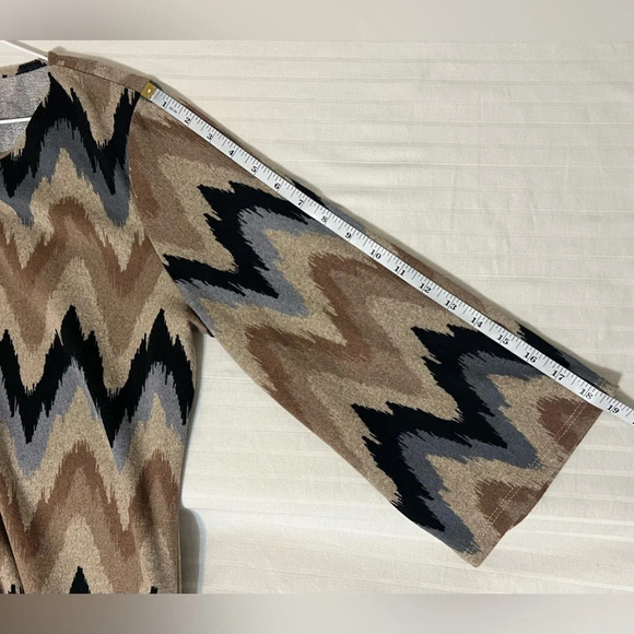 TACERA Women’s Earthy Tone Aztec Chevron 3/4 Sleeve Dress Large - Picture 14 of 14